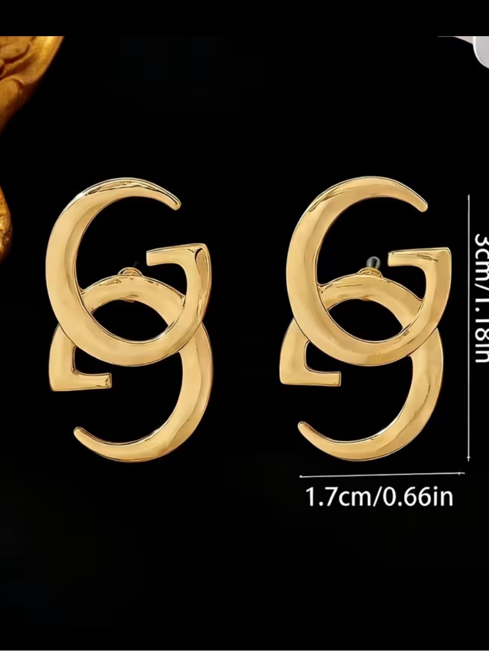 Gold Interlocking  Earrings - Women Jewelry - Picture 5 of 5